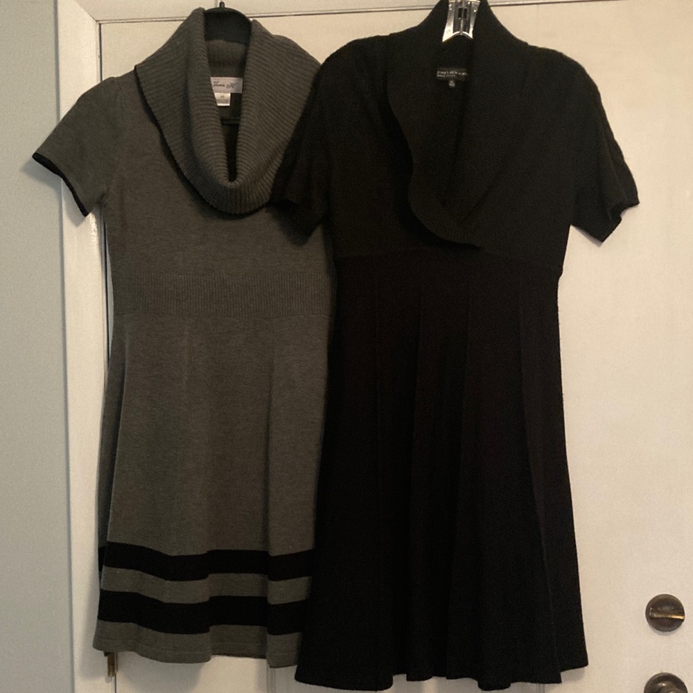 Lot of 2 Knit Dresses-Size PS -Jones New York & Jessica H Gray/Black Cowl Neck